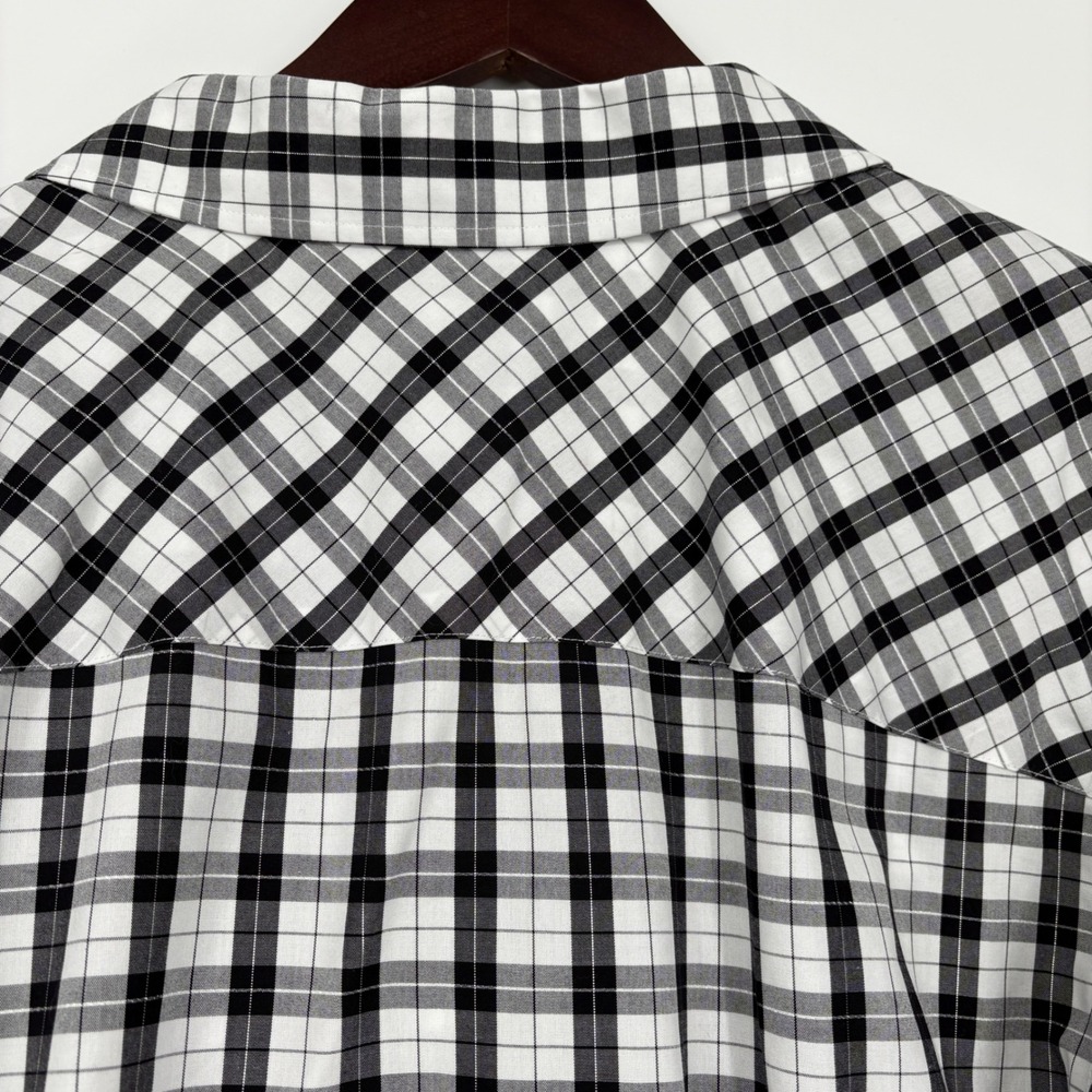 TALBOTS 20W‎ NON-IRON PERFECT SHIRT PLAZA PLAID BLACK WHITE COTTON - Picture 10 of 15